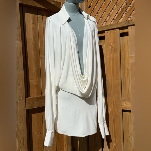 🆕 RAT & BOA 🧿 NWOT Stella White Long Sleeve Cowl Neck Mini Dress, Sz M - Picture 10 of 16